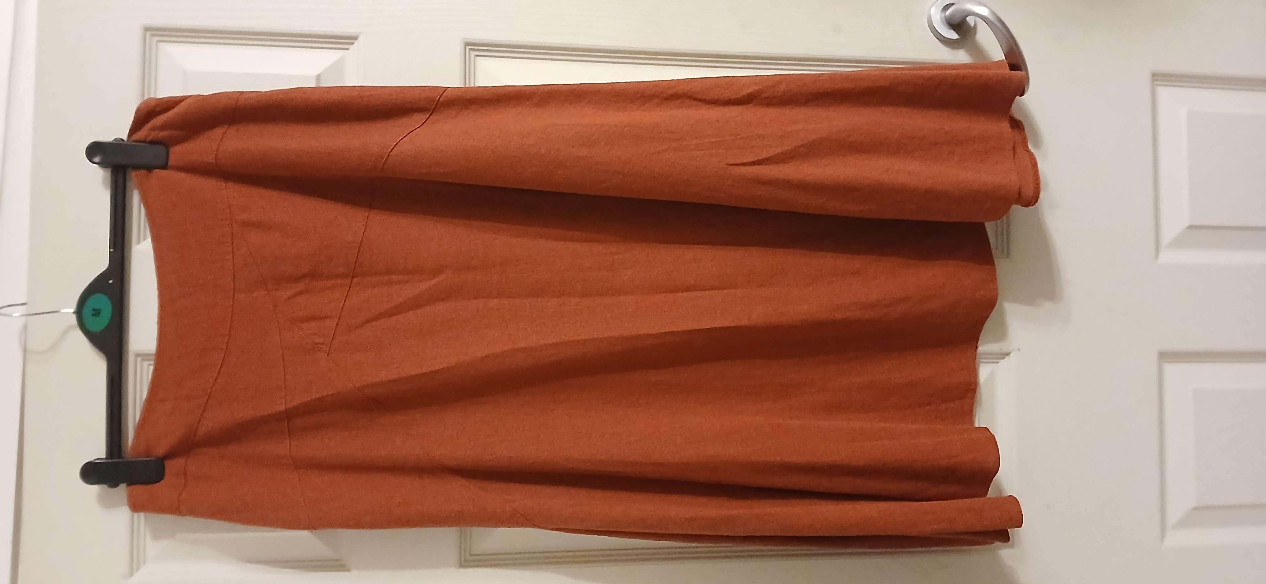 Terracotta linen skirt bought at Compton Care Shop for £3.50