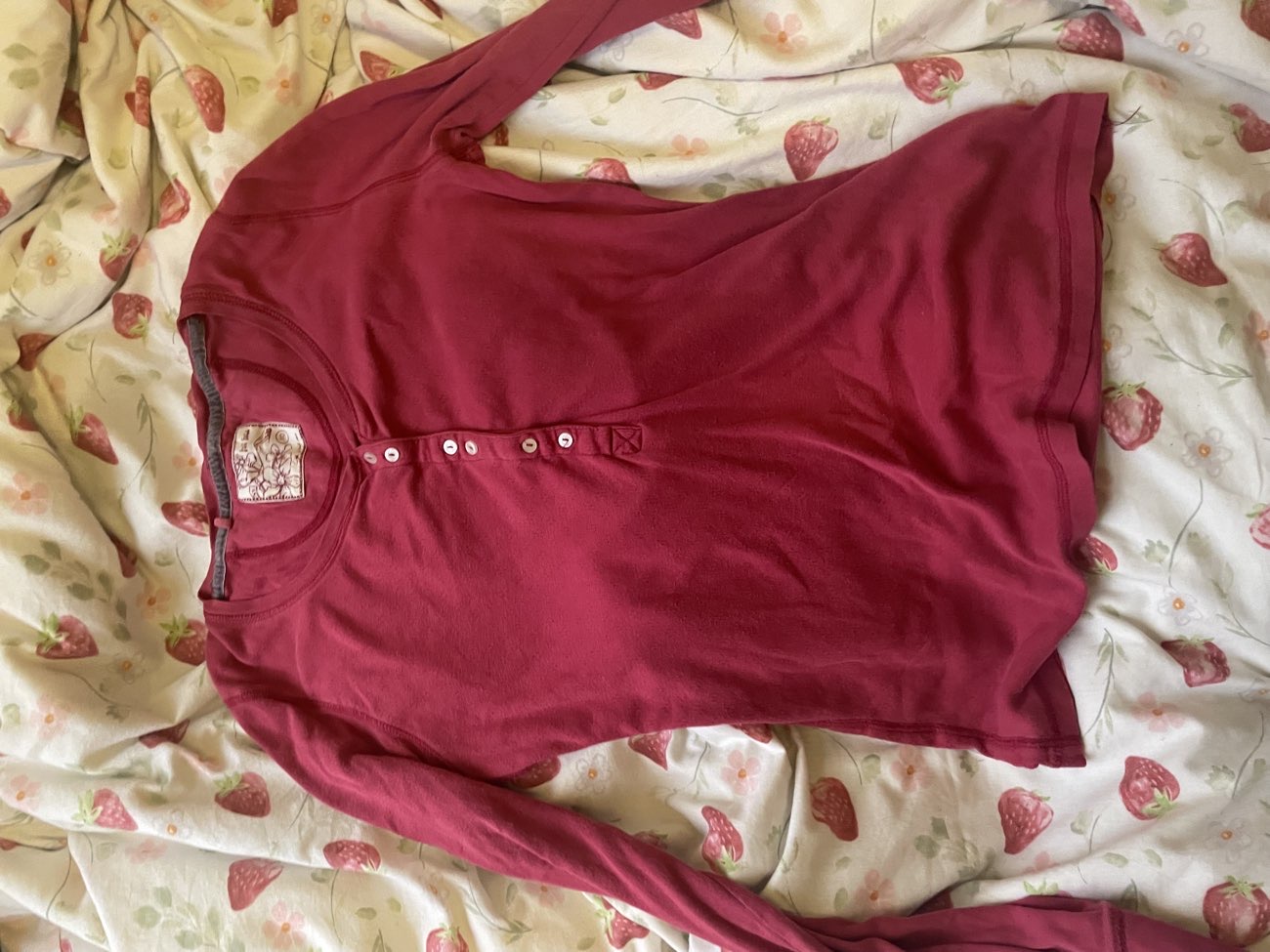 pink button up long sleeve product bought at Blue Cross charity shop, Weymouth for £5.00