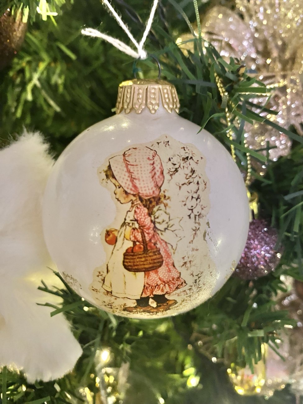 Vintage "Holly Hobbie" christmas bauble bought at Sue Ryder for £2.50