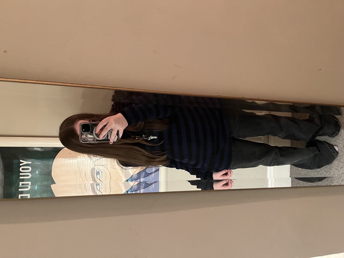 blue and black striped jumper product bought at Guild Care
