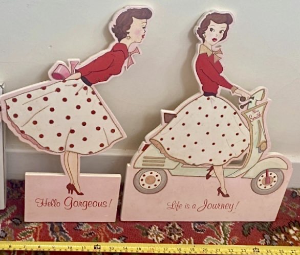 Large Mrs Smith by Hearts Designs plaques. £6 each but I got both for 10. Spots & 👠are glittery bought at Malvern Flea market for £10.00
