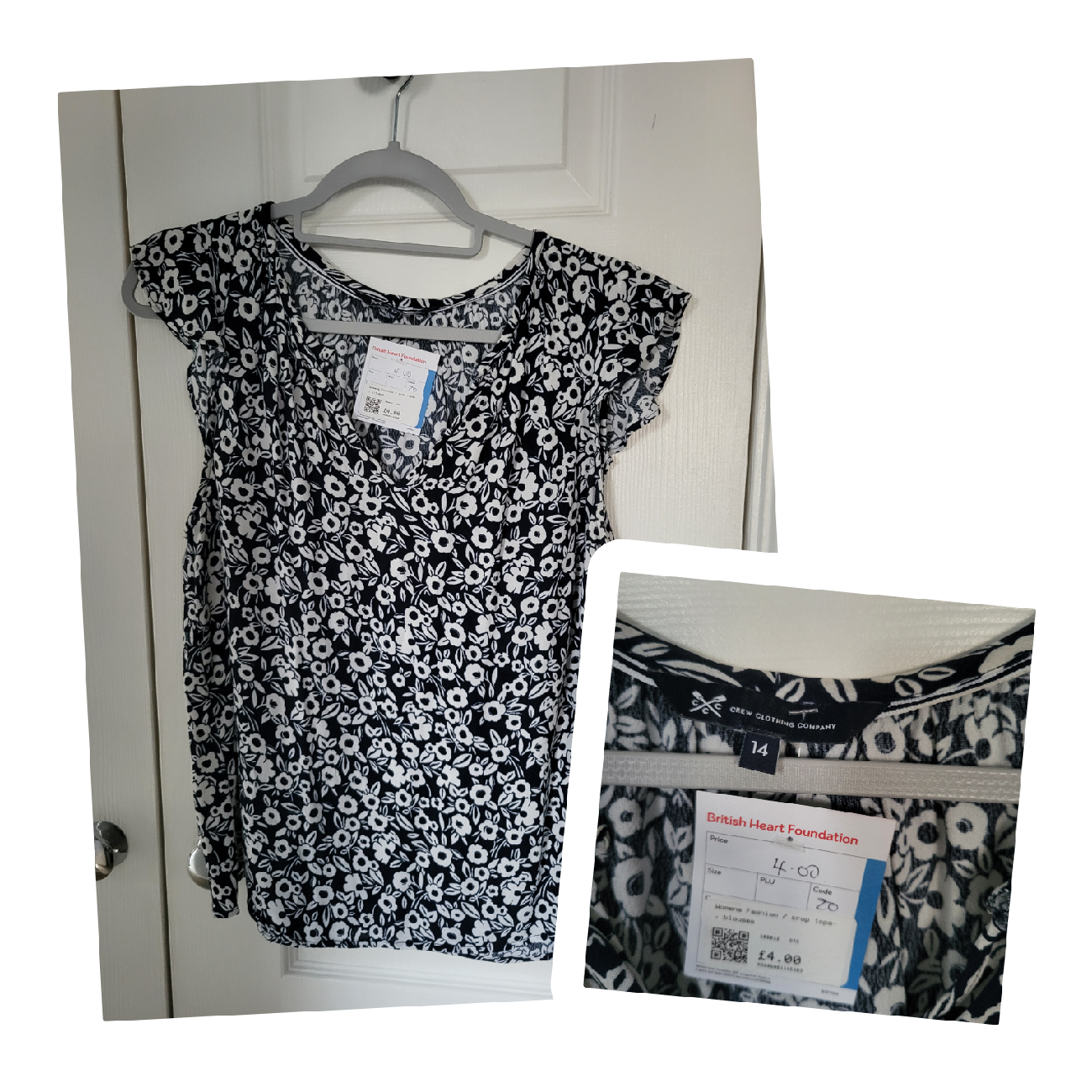 Crew blouse top product bought at Sue Ryder for £4.00