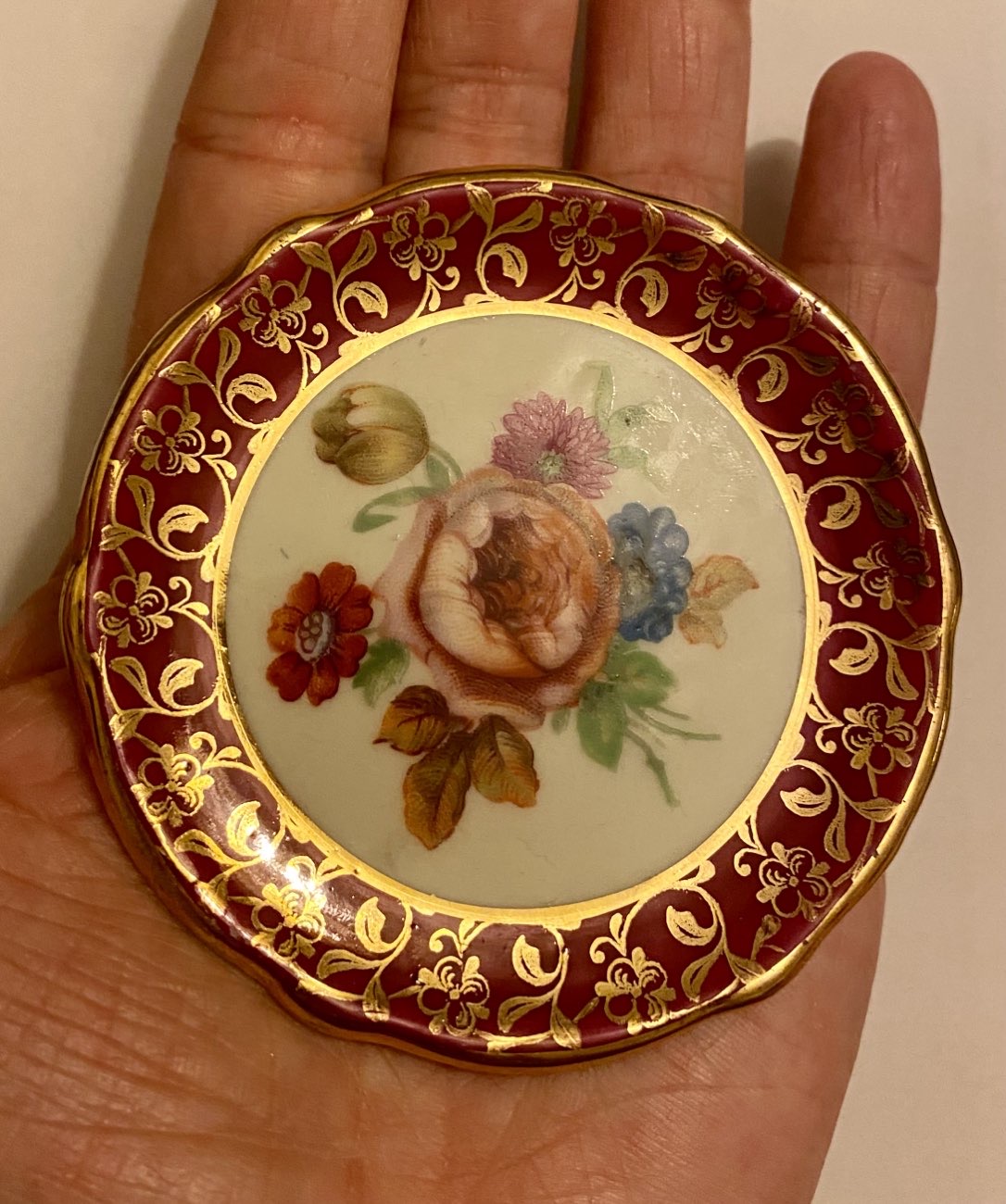 Tiny plate/butter pat dish bought at Age UK Charity Shop for £0.50