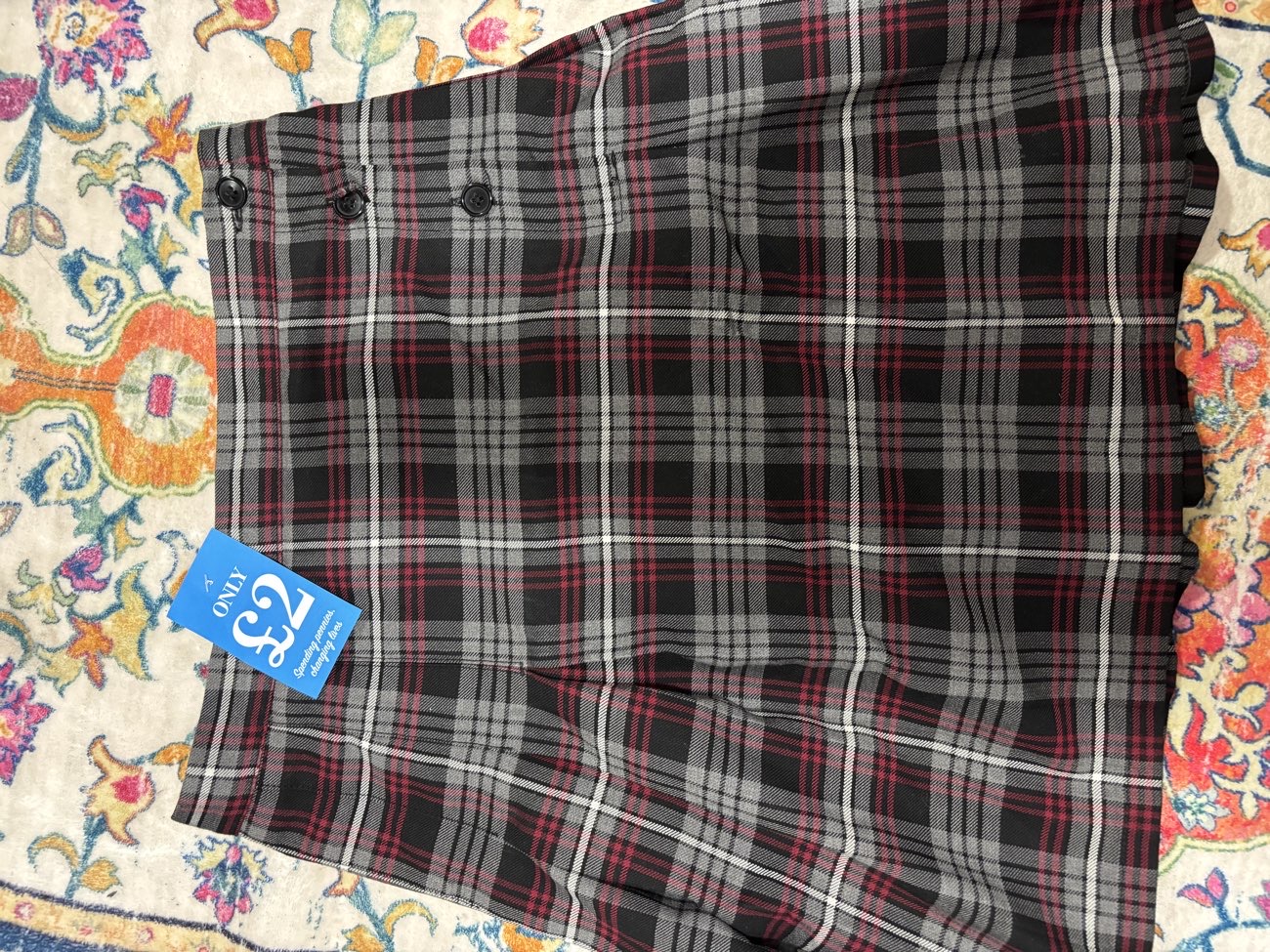 £2 plaid skirt that I upcycled bought at The Salvation Army for £2.00