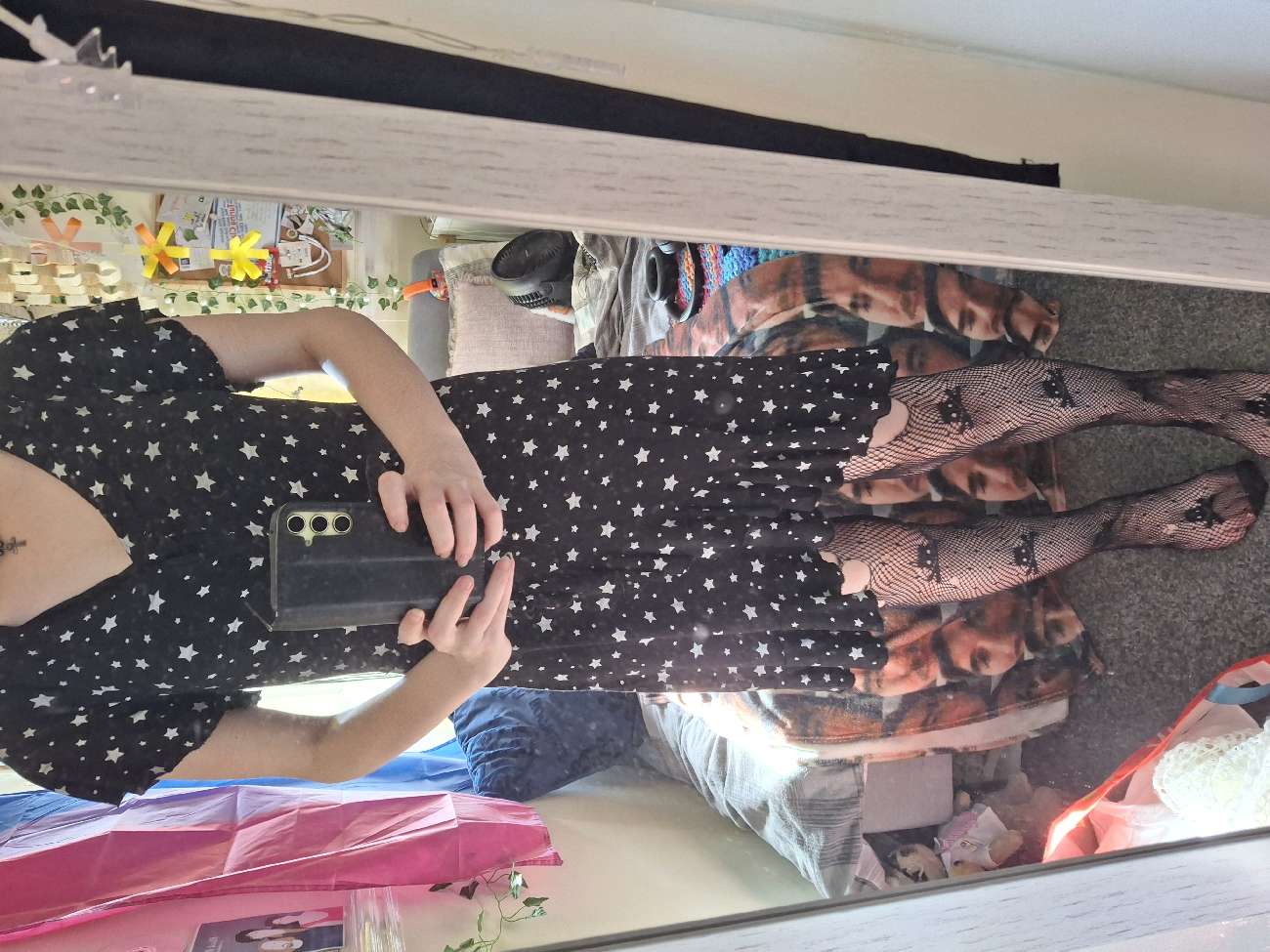 ☆ starry dress & how i styled it 🌟 product bought at Rowans Hospice Cosham for £3.50