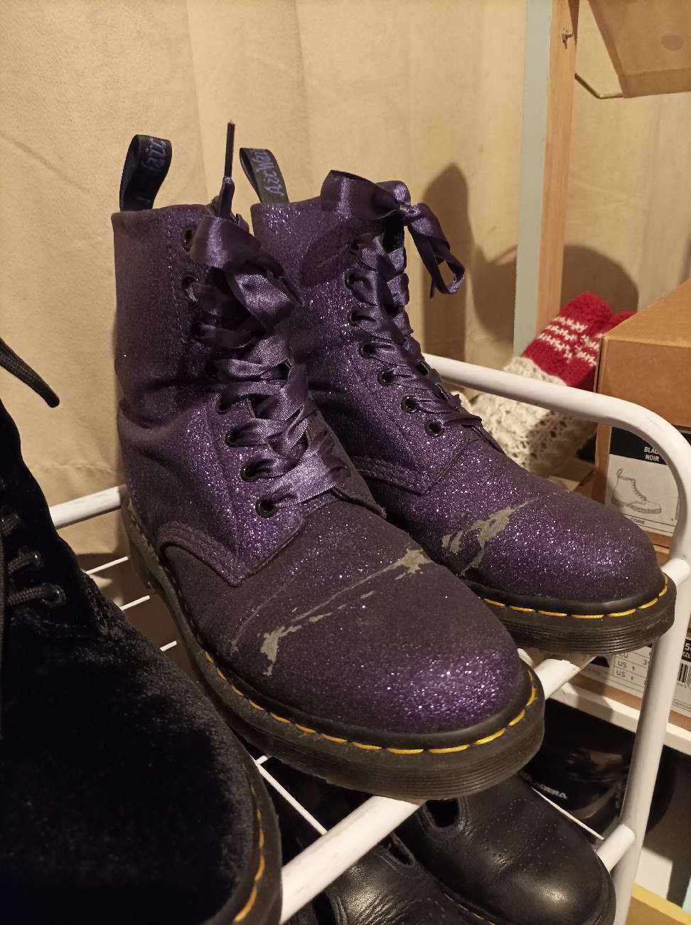 Pascal glitter Dr Martens bought at The Salvation Army