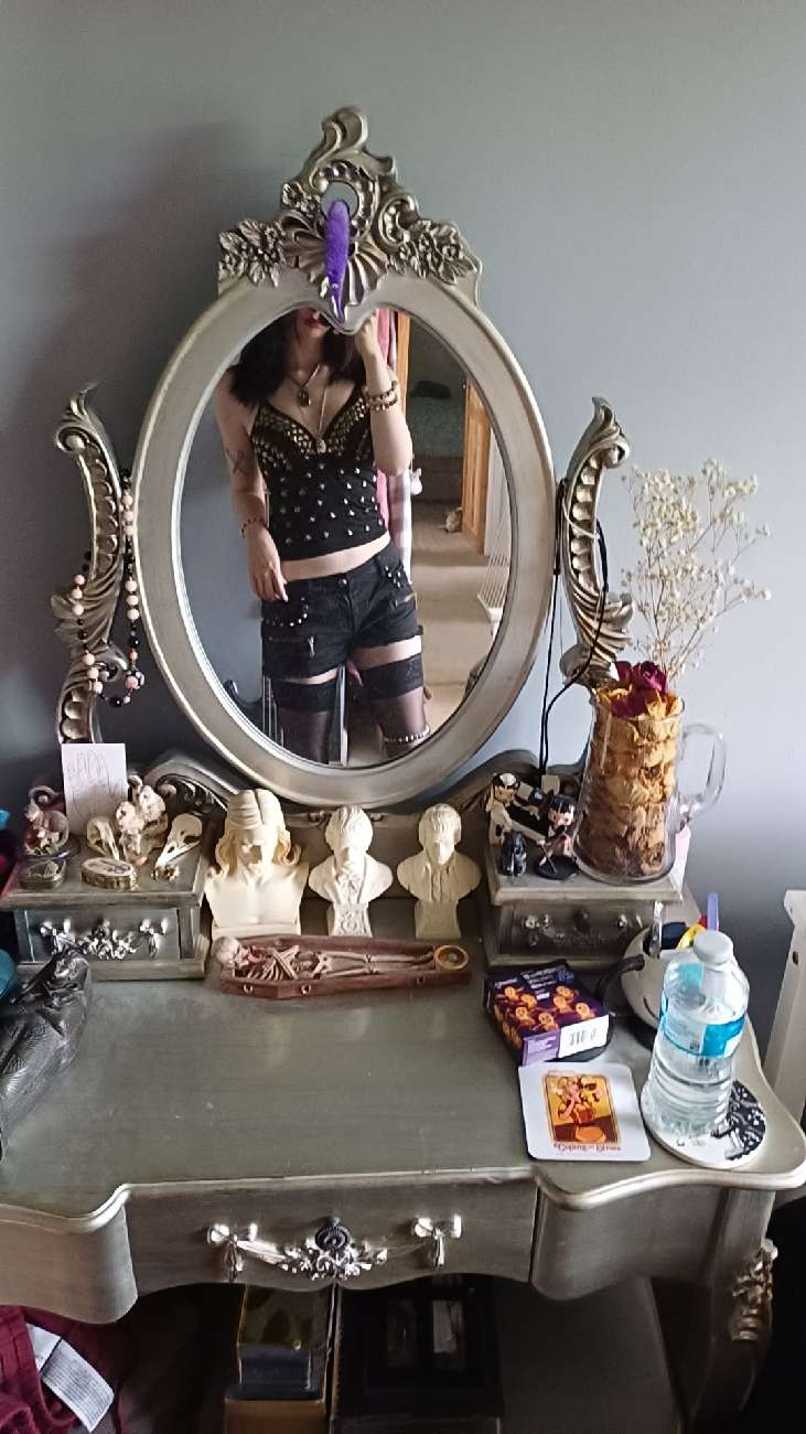 black shorts with spikey studs product bought at RSPCA for £2.00