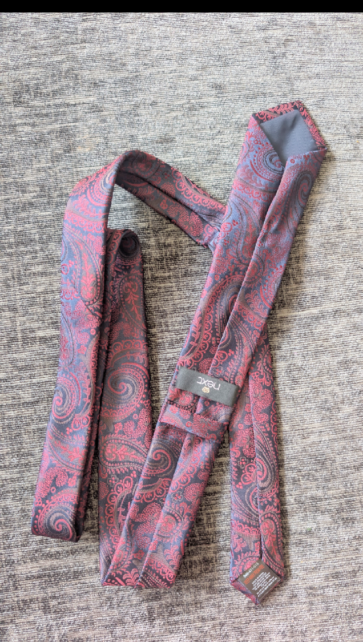 Paisley print slim next tie bought at RSPCA Charity Shop for £0.50