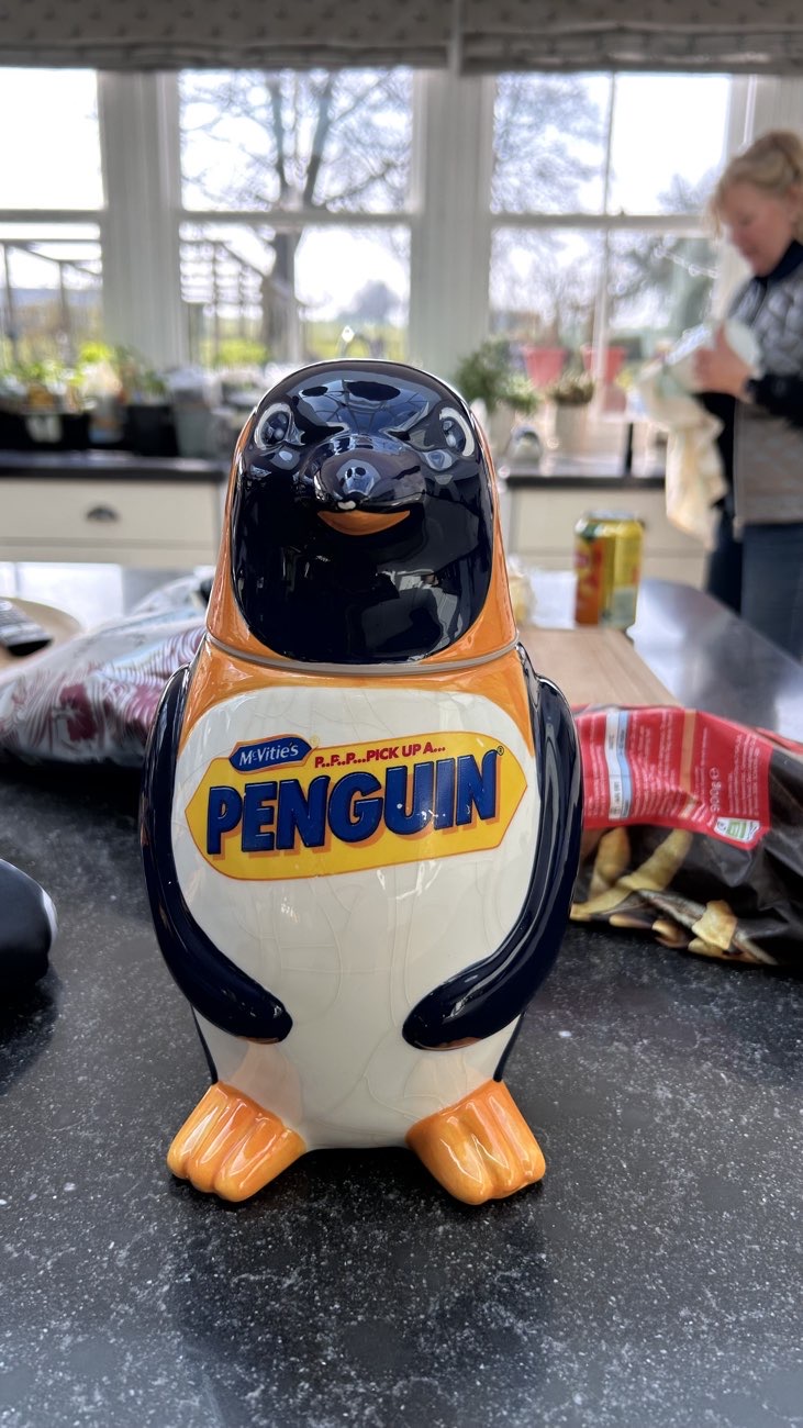 penguin biscuit jar bought at Kessingland Car Boot Market for £1.00