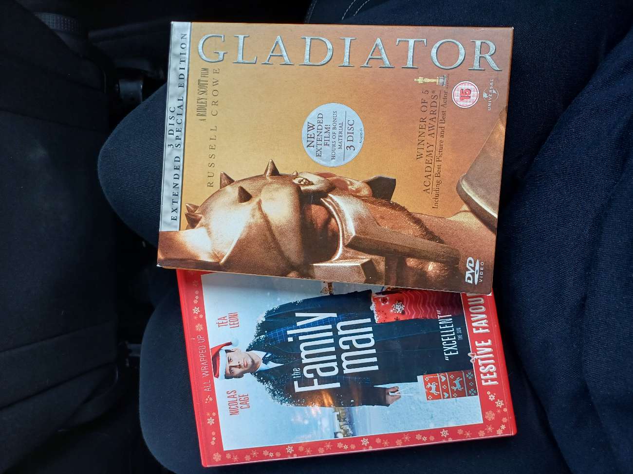 Gladiator 3 Disc Extended Special Edition £3 & The Family Man festive case £1 product bought at Sue Ryder for £4.00