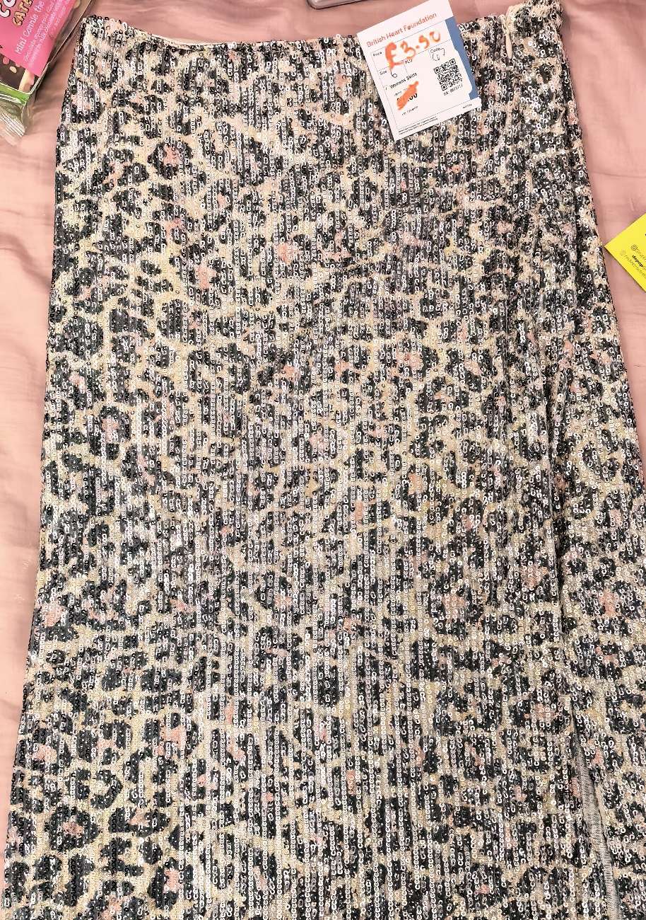Sequined Cheetah Print Skirt bought at British heart foundation - home and clothes for £3.50