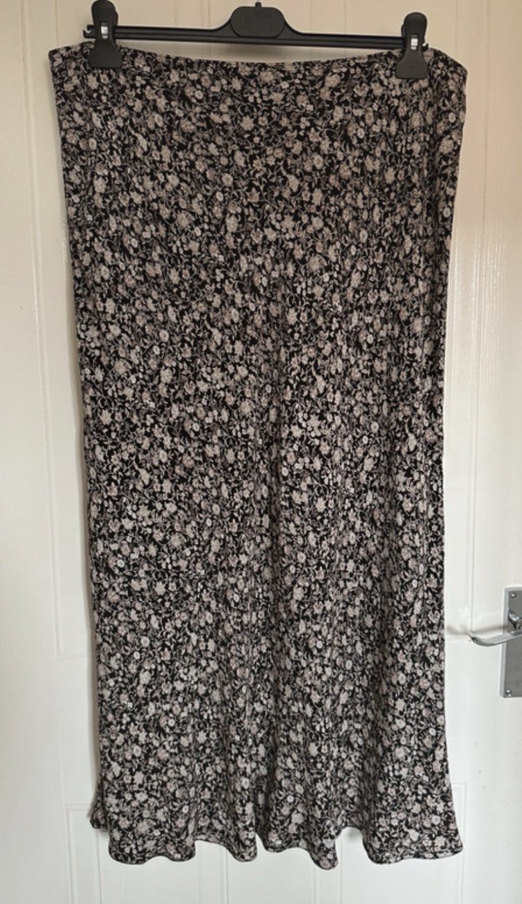 BHS Black Floral Midi Skirt bought at Barnardo's for £1.00