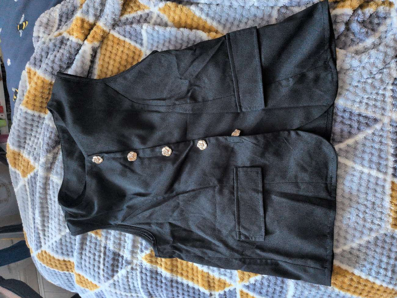 Black top with gold buttons bought at British Heart Foundation for Β£3.00