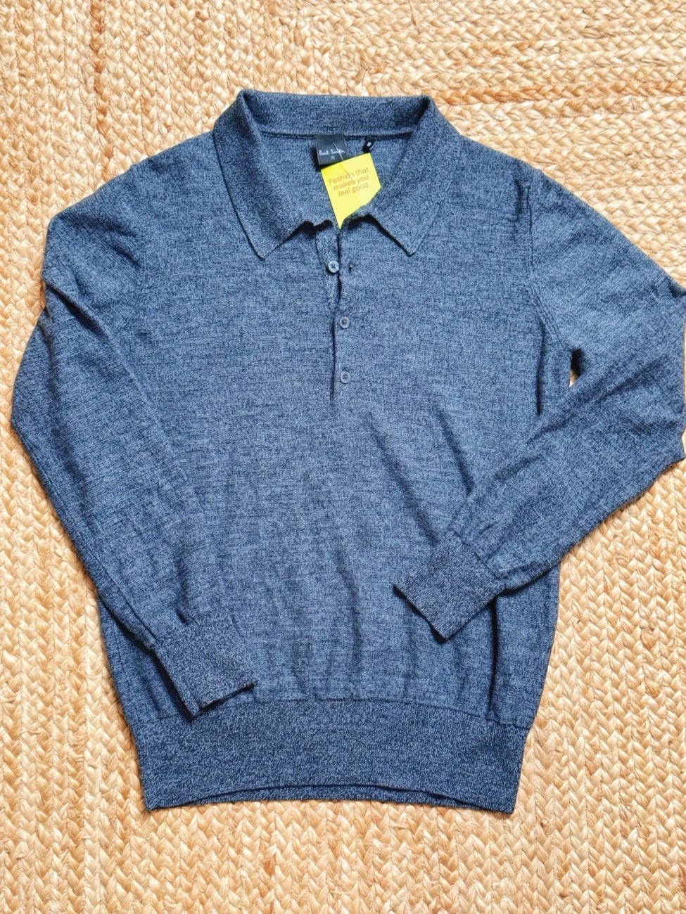 Paul Smith  grey  merino wool knitted long-sleeve polo shirt product bought at TRAID for £15.00