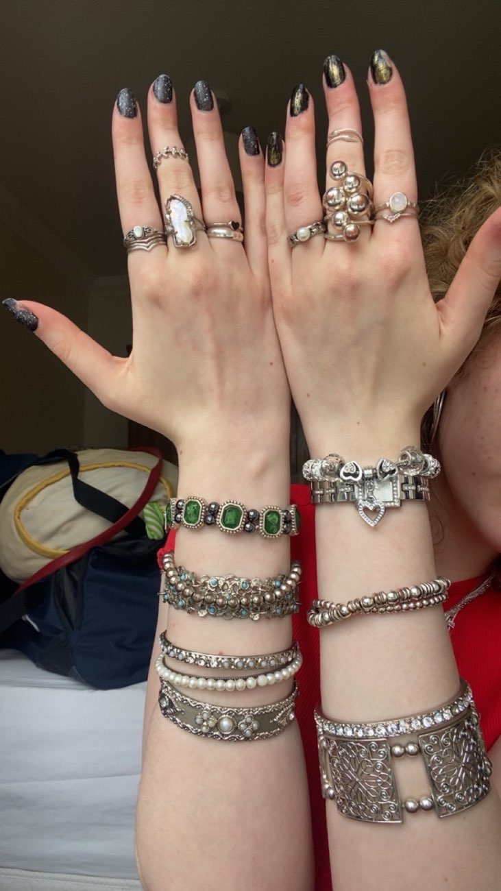 lots of beautiful thrifted jewellery(£0.50 - £10), large heart necklace and cute teal top£4 bought at The Salvation Army