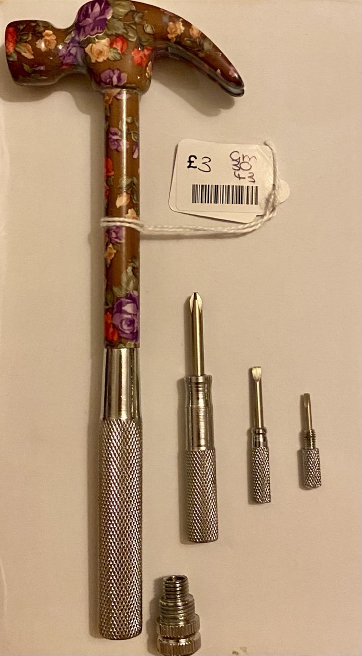 Floral hammer/screwdrivers set bought at Age UK Charity Shop for £3.00
