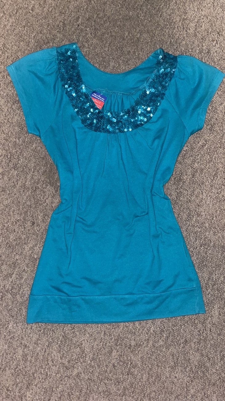 sequin top bought at British Heart Foundation