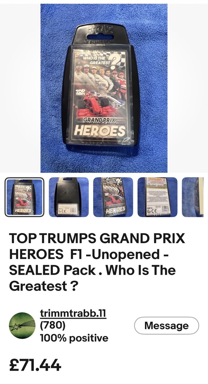 Top trumps F1 product bought at Longfield Hospice Charity Shop for £1.50