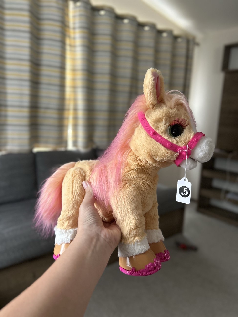 Furreal cinnamon horse bought at Emmaus for £5.00