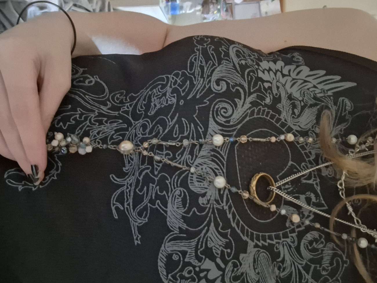 ☆ pearls n iridescent necklace - my fav necklace atm product bought at British Heart Foundation