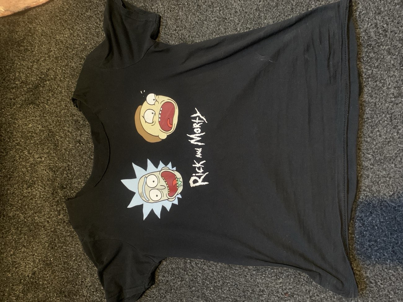 Rick and Morty shirt (cut the collar) product bought at The Salvation Army for £3.00
