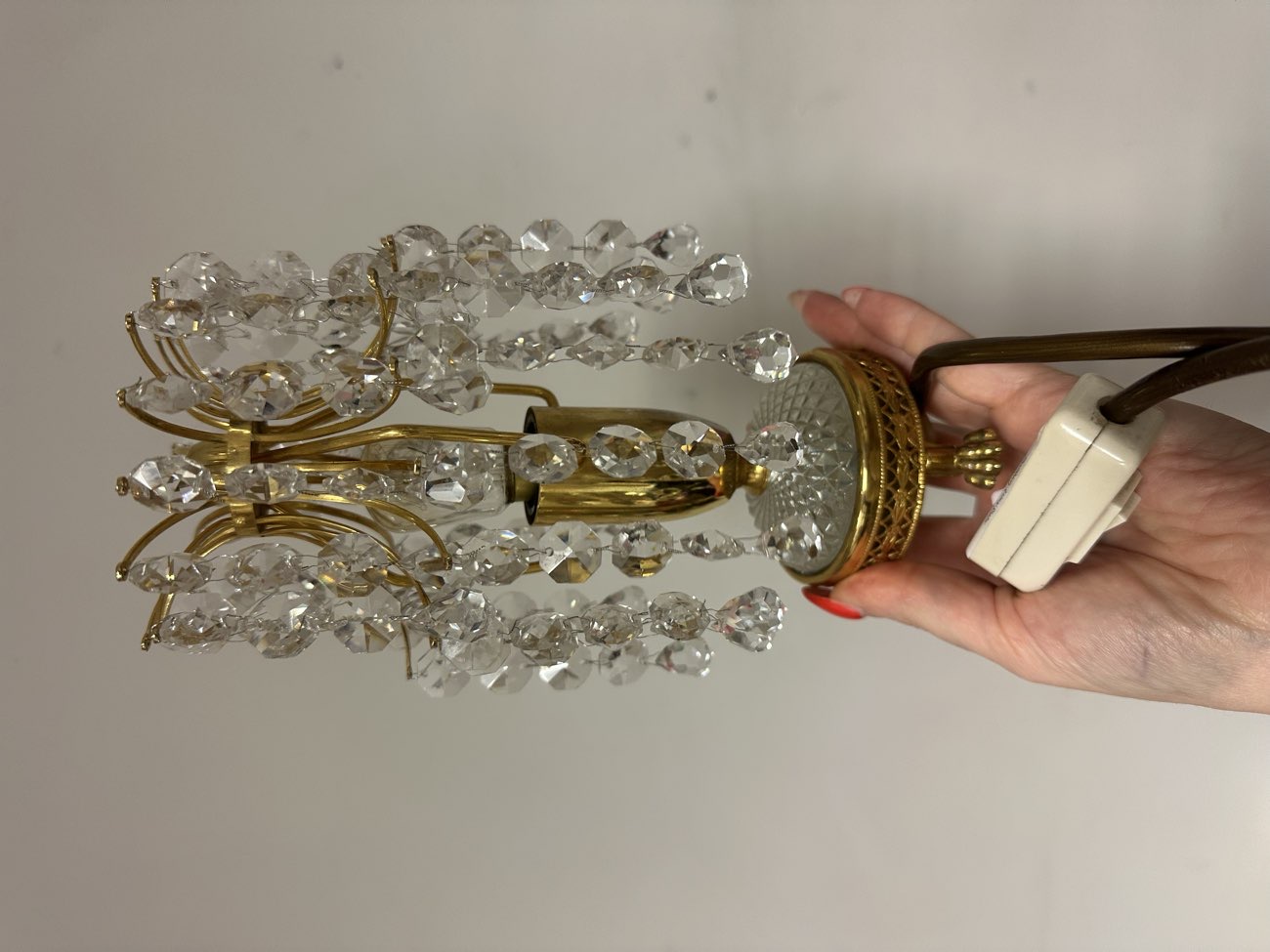 Just got a pair of these vintage brass & crystal table lamps 🤩✨ bought at Thornberry Animal Sanctuary for £7.00