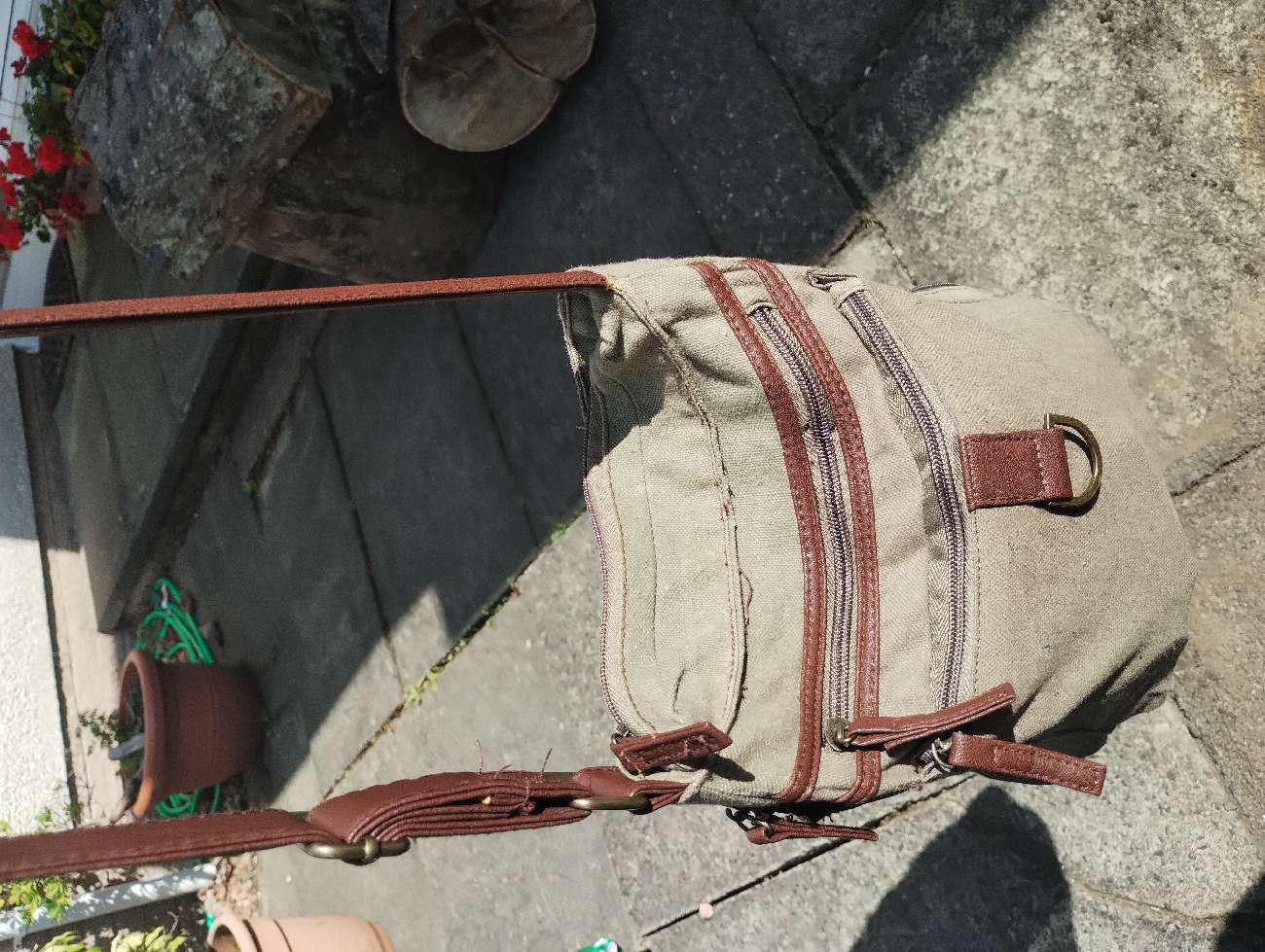 earth-toned crossbody bag bought at The Wardrobe for £4.00