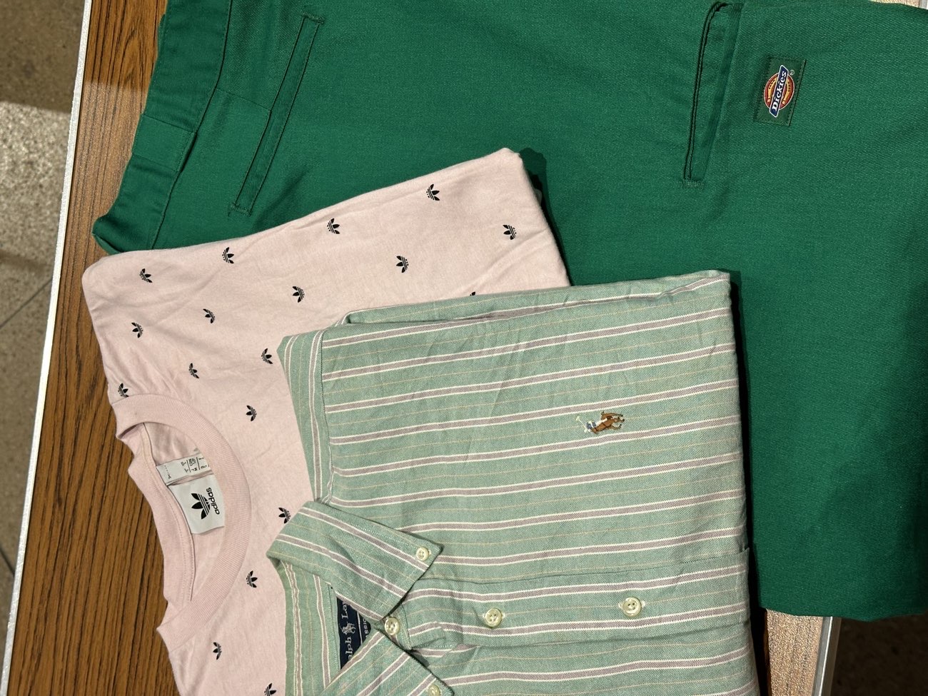 Dickies £13, Adidas £3, Ralph Lauren £7 bought at Swipe Vintage x Romford Kilo Sale for £23.00