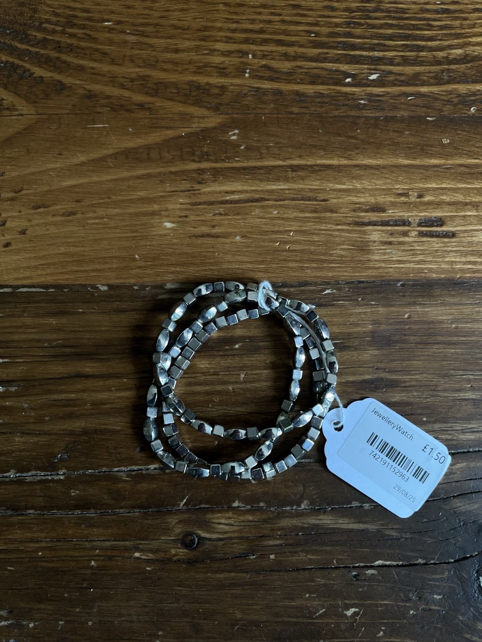 Set of 3 silver bead bracelets bought at Sue Ryder for £1.50