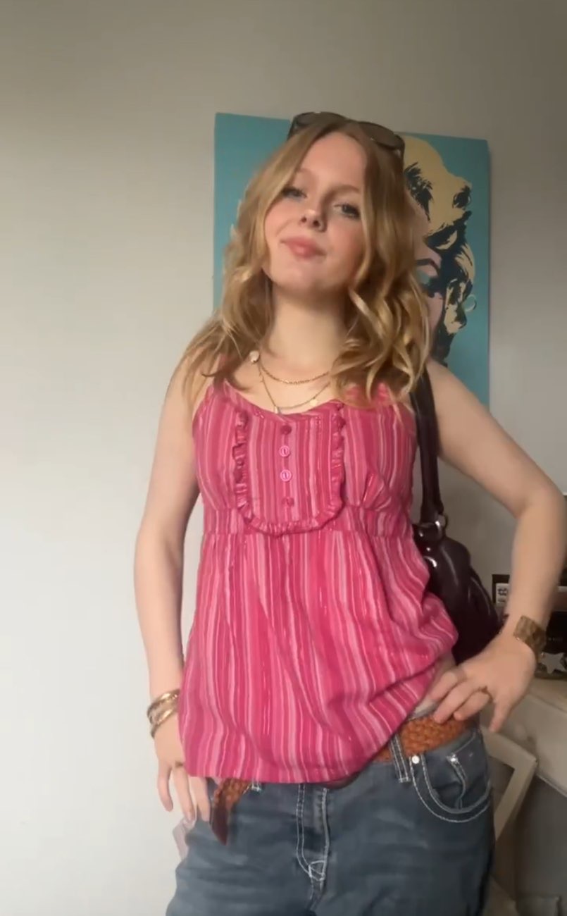pink striped vintage top product bought at Guild Care for £5.50