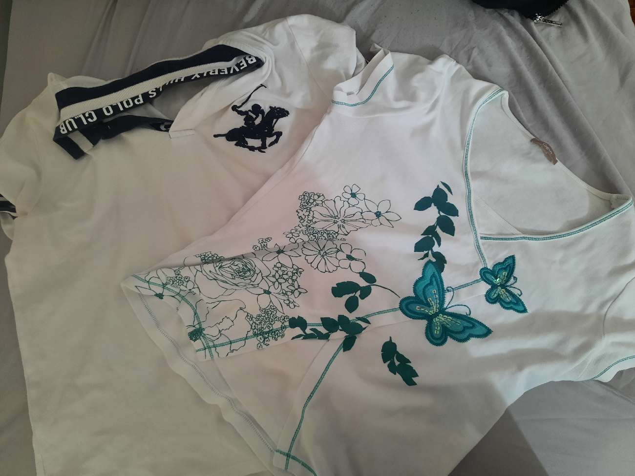 Beverly Hills polo club shirt and a cute teal topp product bought at St Davids Hospice Care for £6.00