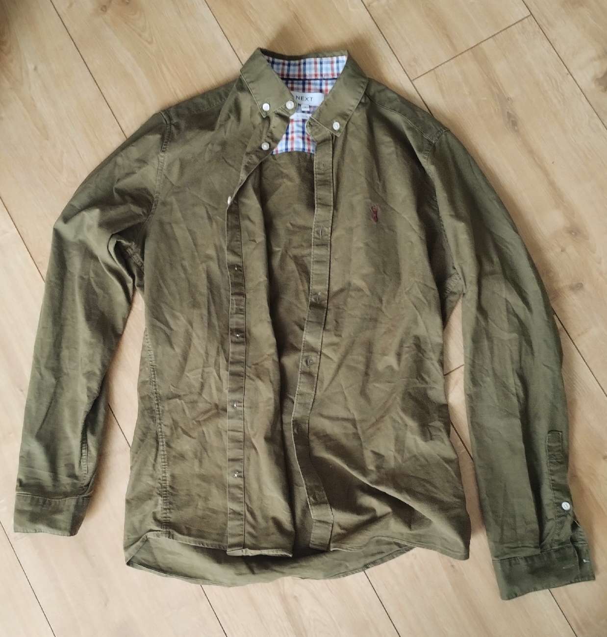 sage green shirt bought at Cancer Research UK for £3.00