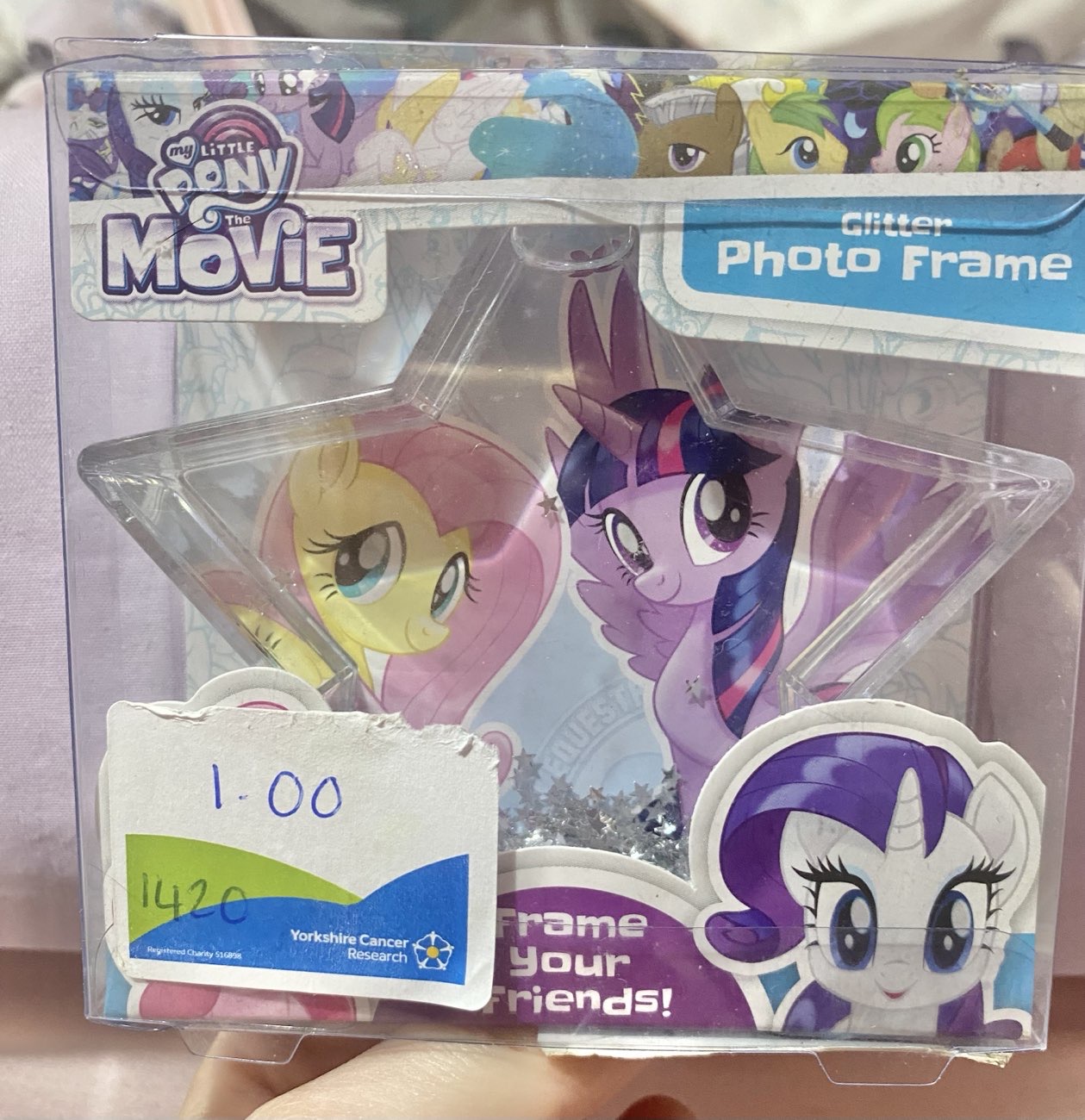 My Little Pony glitter photo frame bought at Cancer Research UK for £1.00