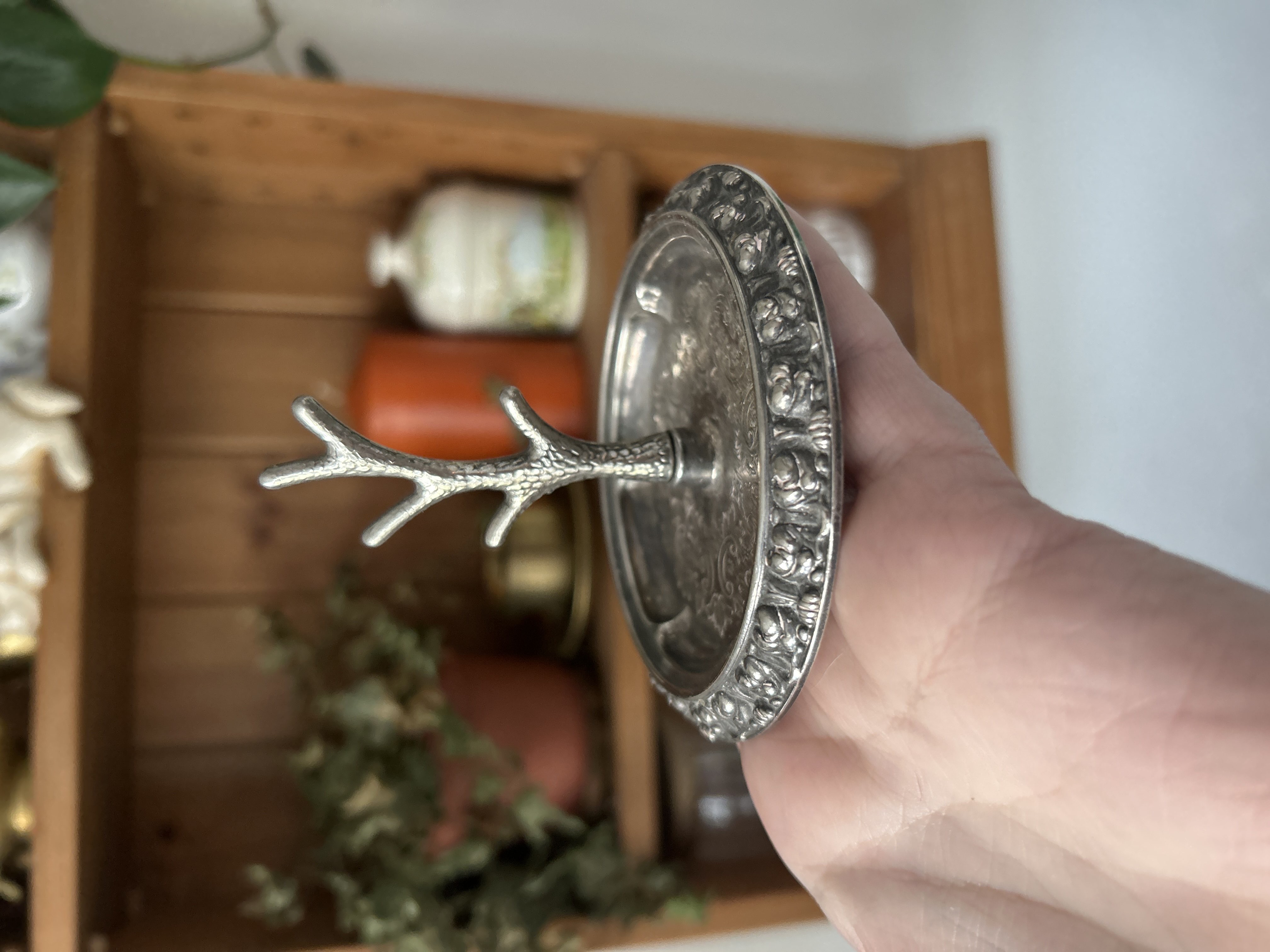 Silver plated jewellery tree product bought at Rowans Hospice Park Gate for £3.50