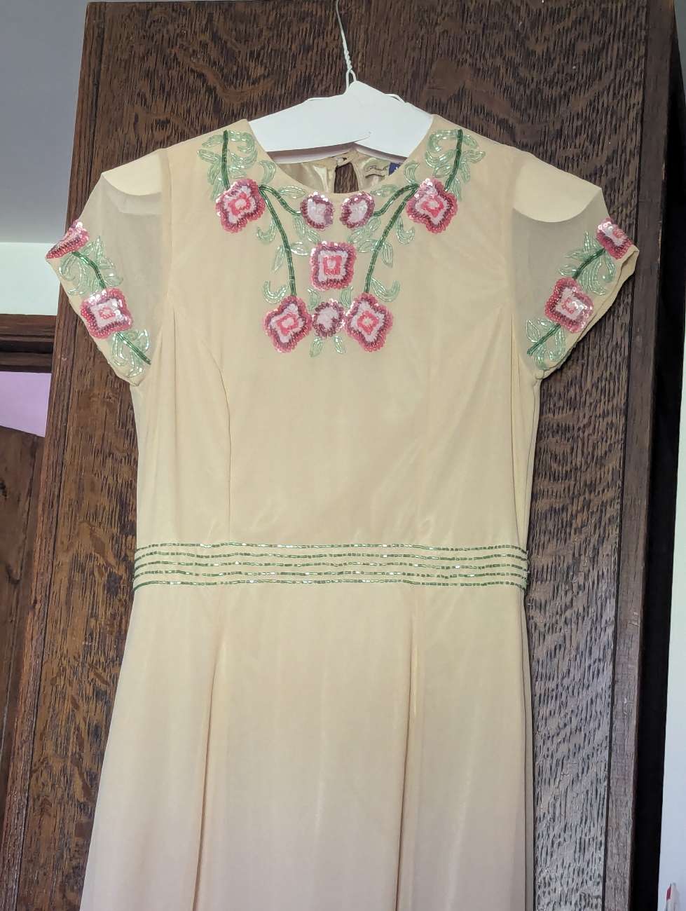 Floor-length blush gown- beaded detailing product bought at Mind for £14.75
