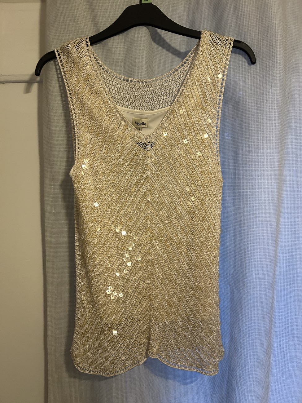 sequin y2k top product bought at The Prince Of Wales Hospice Shop for £4.00