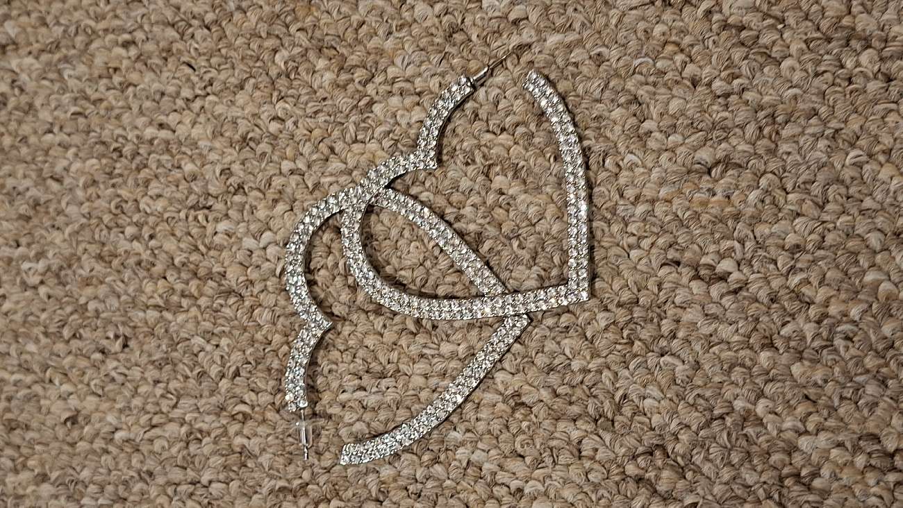 Embelished silver heart hoops bought at Cats Protection Charity Shop for £2.50