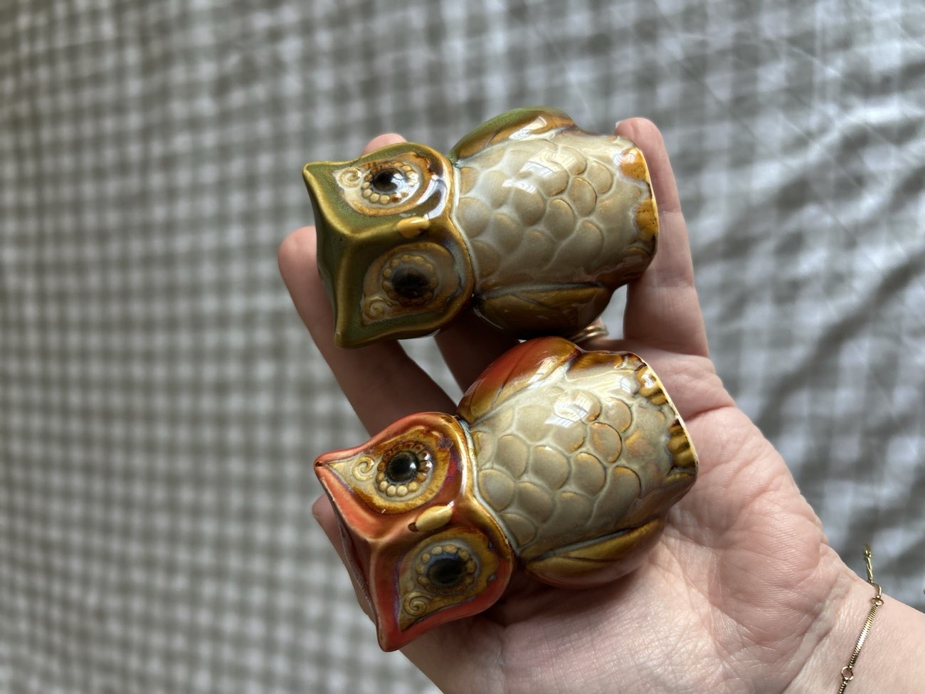 Owl salt and pepper shakers bought at Emmaus for £3.00