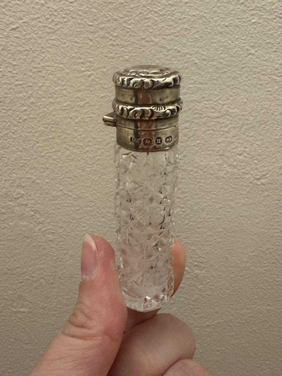 Antique silver top perfume bottle product bought at Evesham House Clearance for £22.00