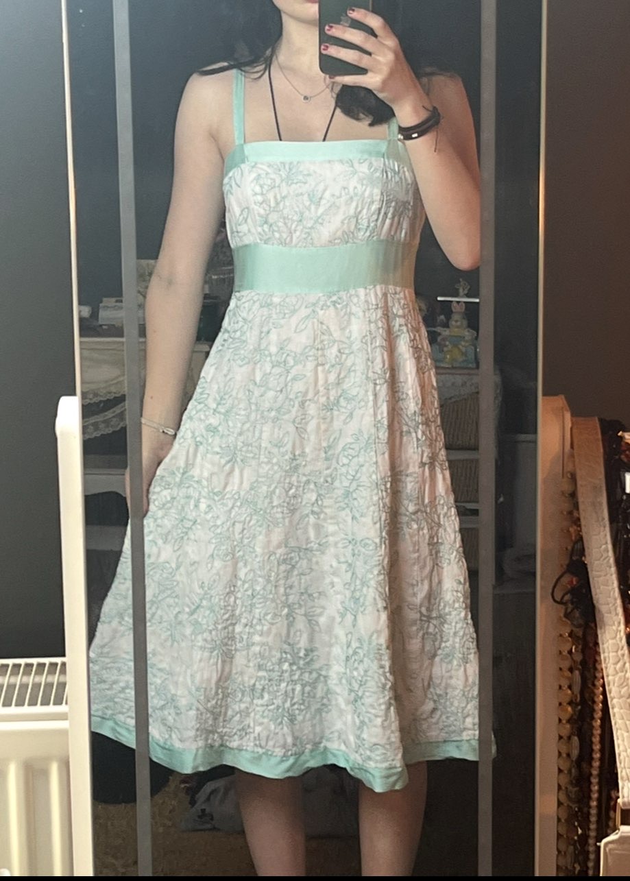 embroidered dress bought at Shelter for £8.00