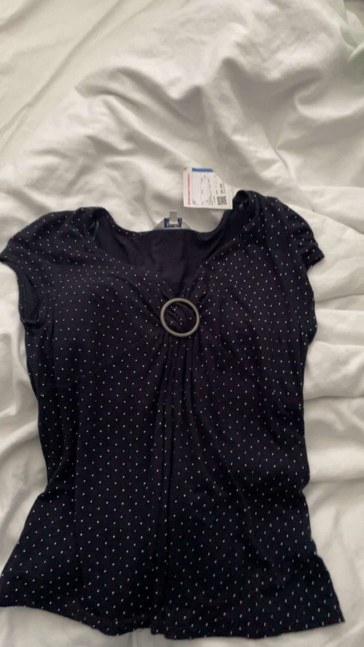 polka dot top bought at British Heart Foundation for £2.75