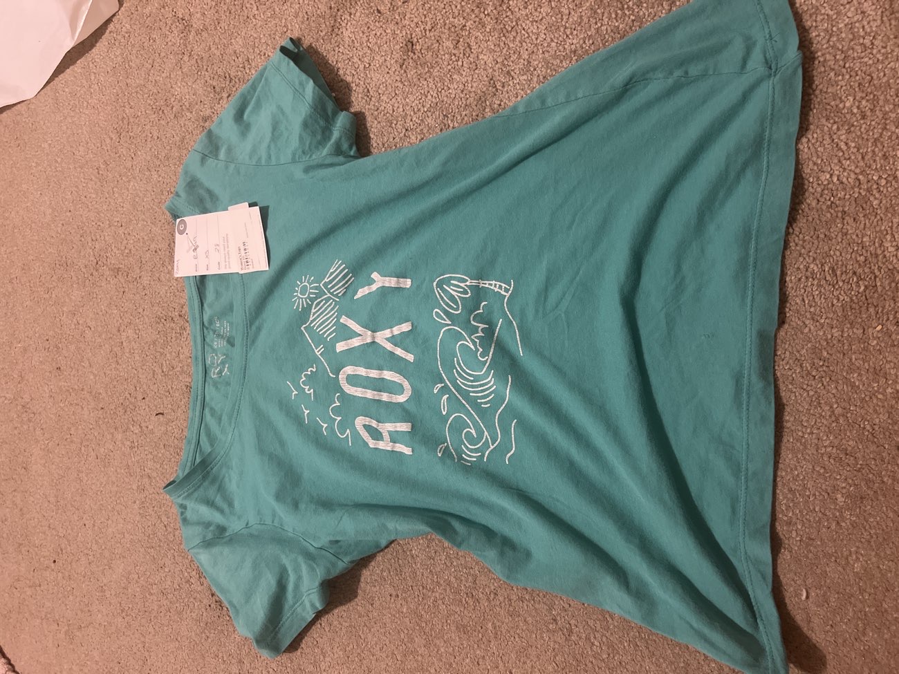 Teal roxy tshirt bought at British Red Cross for £2.49