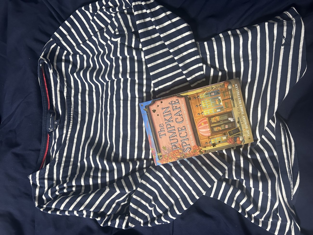 striped tee and book bought at Cancer Research UK for Β£5.00