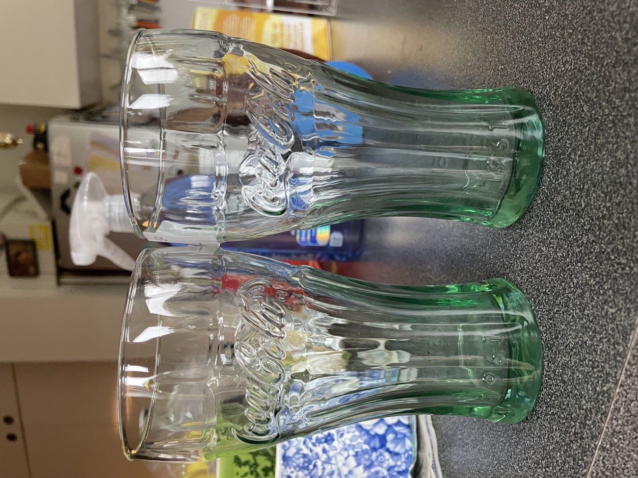 Coca Cola glasses product bought at ellenor charity shop for £2.00