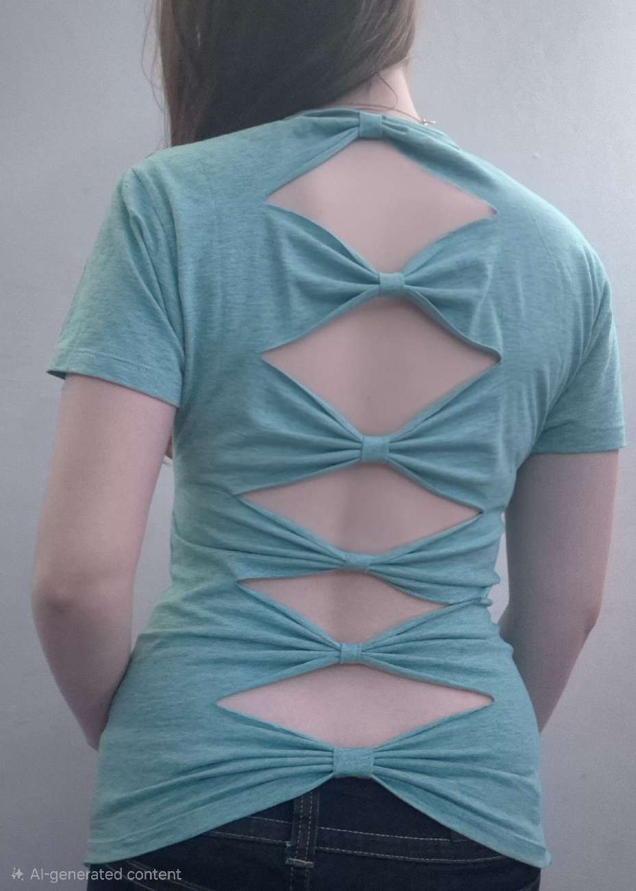CUSTOM teal bow open back product bought at Barnardo's for £1.00
