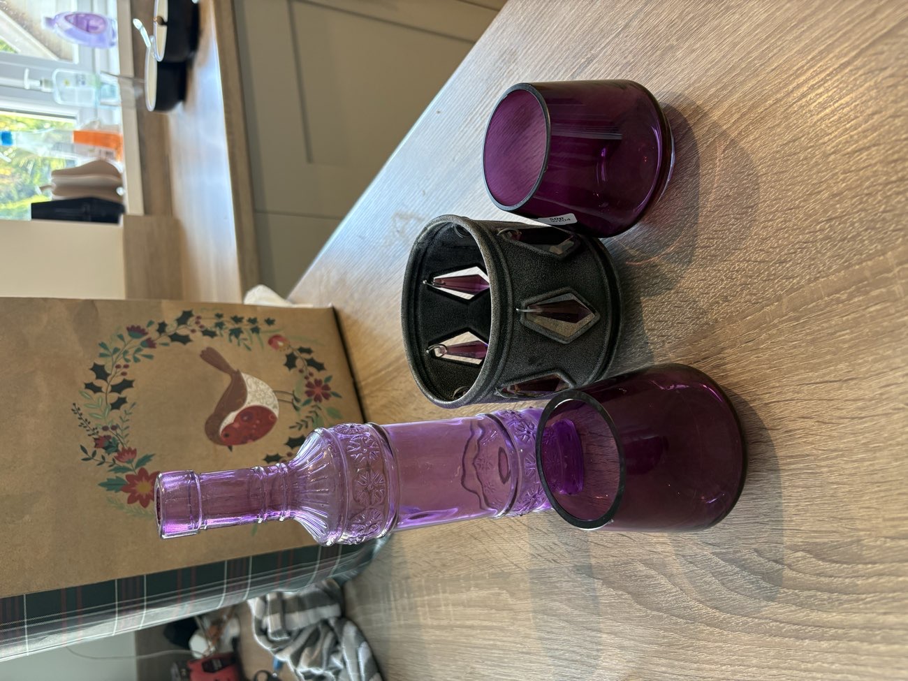 Purple Glassware bought at Farplace Boutique for £4.50