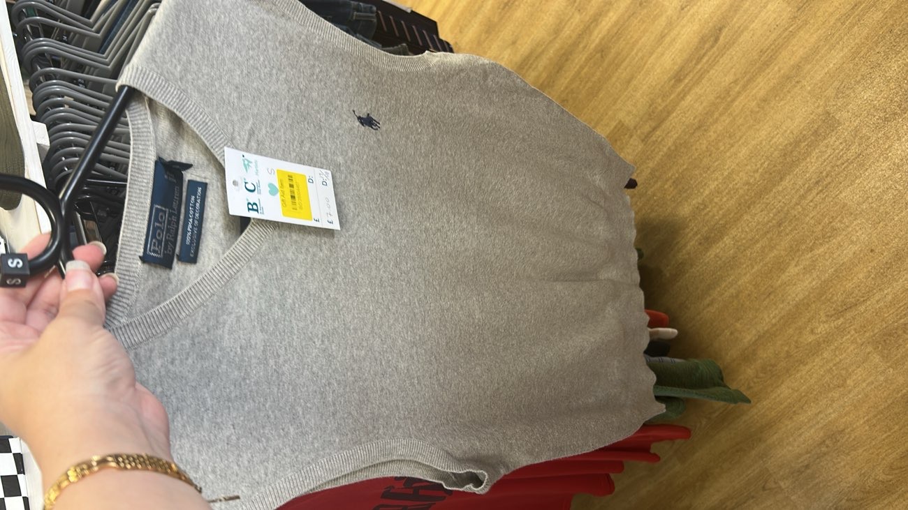 Ralph Lauren vest bought at Cats Protection Charity Shop for £7.00