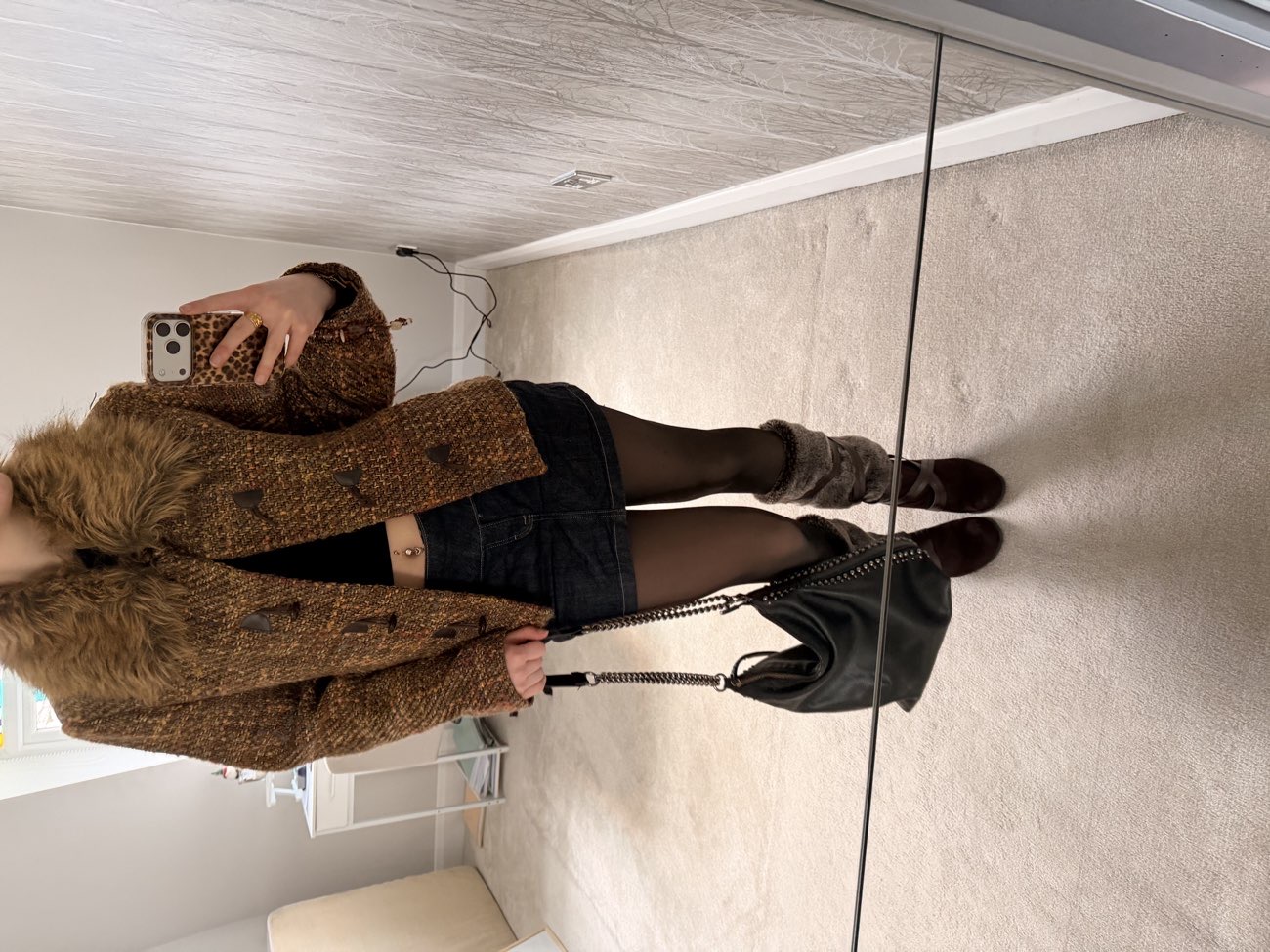 brown jacket with fur bought at Cancer Research UK for £18.00