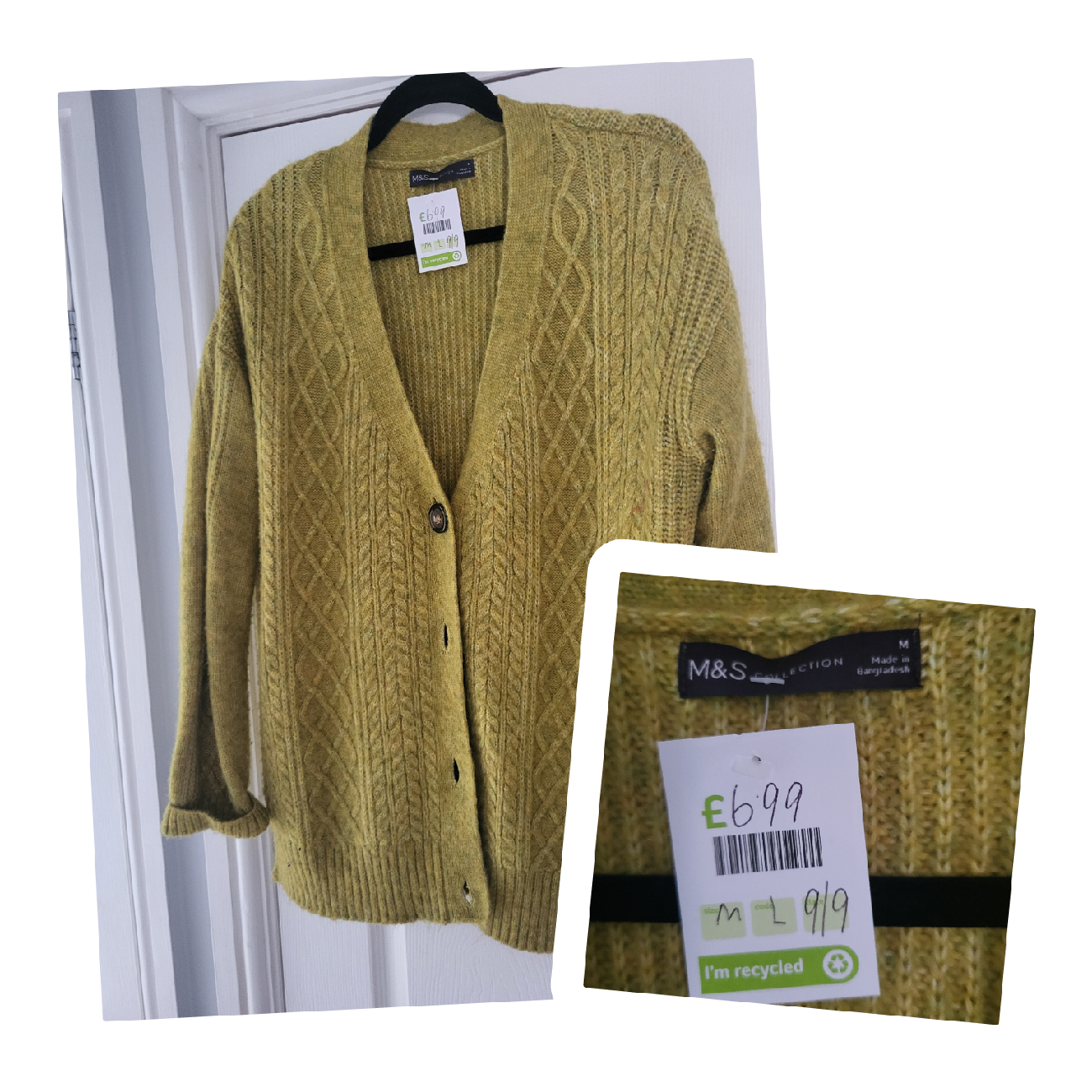 M&S Cardigan bought at Age UK Charity Shop for £6.99