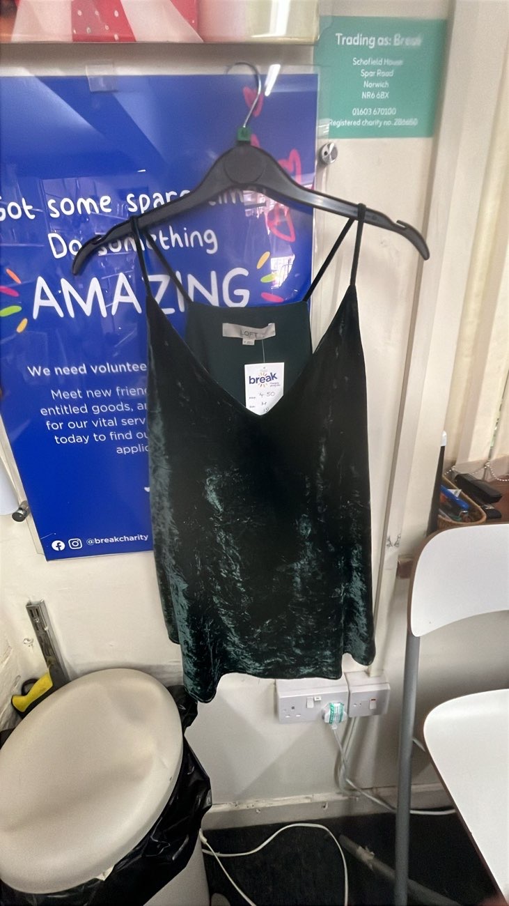A couple bits I’ve got from here — a green crushed velvet top and a silk monsoon skirt bought at Break for £14.50